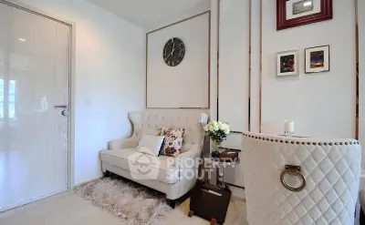 Elegant living room with plush seating and stylish decor in modern apartment