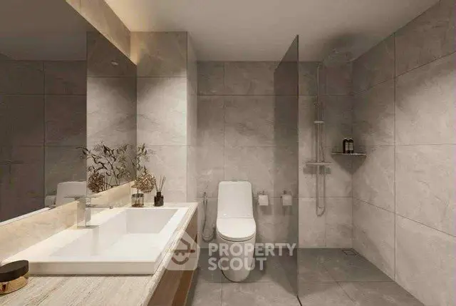 Luxurious modern bathroom with sleek design and elegant fixtures