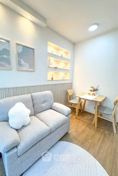 Cozy living room with modern decor and natural light
