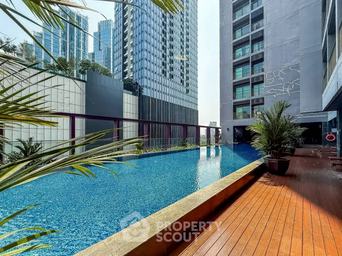 Luxurious rooftop pool with stunning cityscape views and modern design.