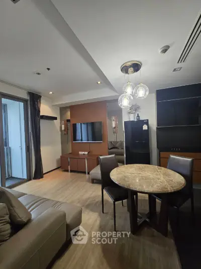 Modern living room with stylish furniture and open layout