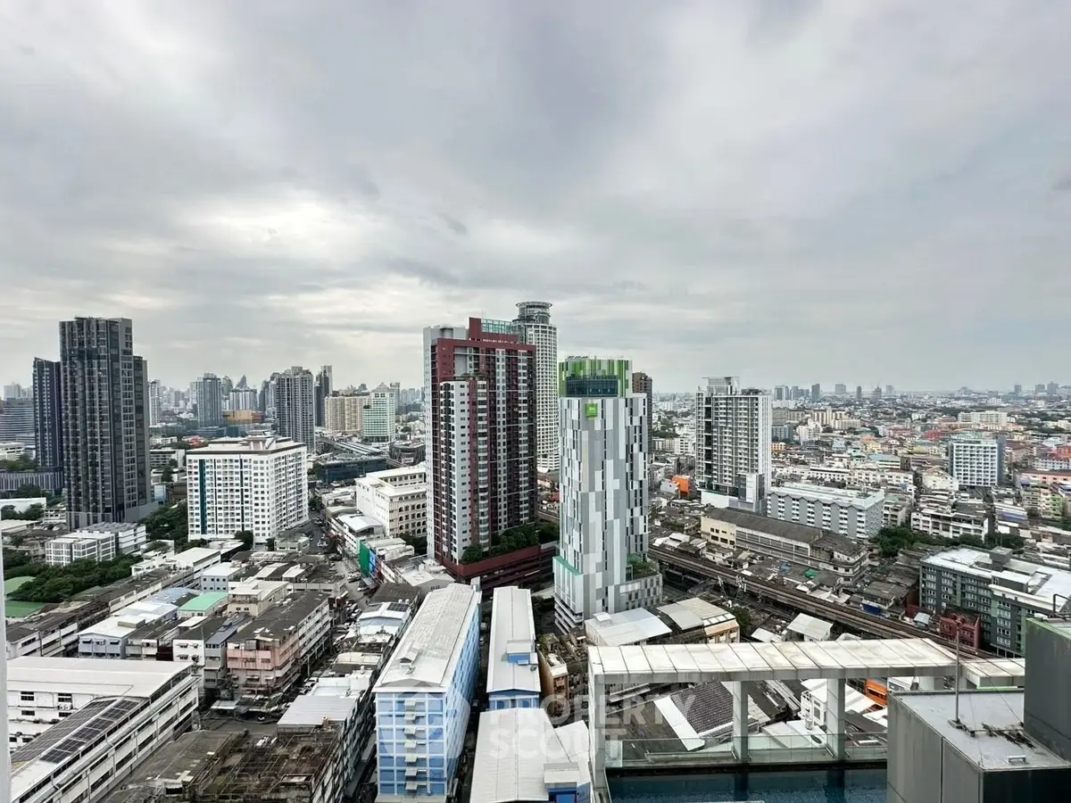 Stunning cityscape view showcasing modern high-rise buildings and urban skyline.