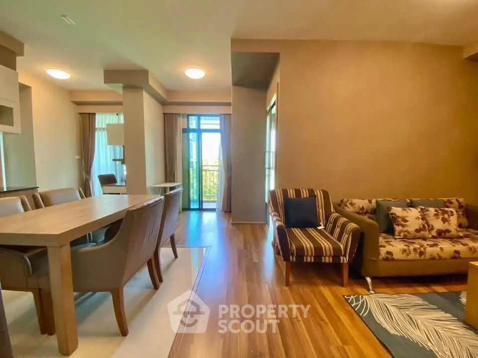 Spacious living room with elegant dining area and modern decor