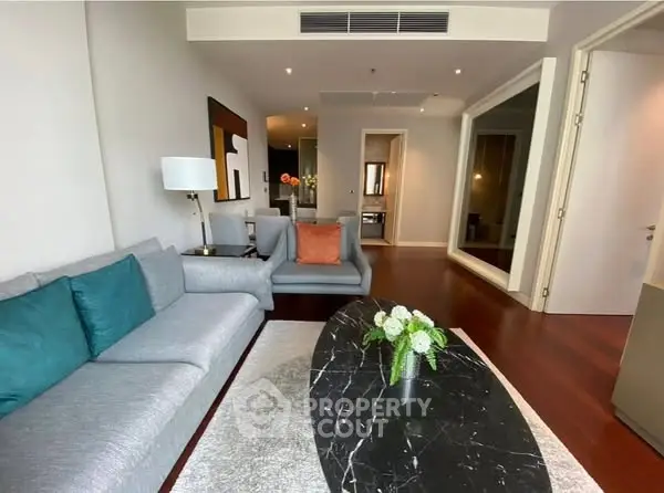 Luxurious living room with modern furniture and elegant decor