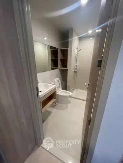 Modern bathroom with sleek fixtures and minimalist design