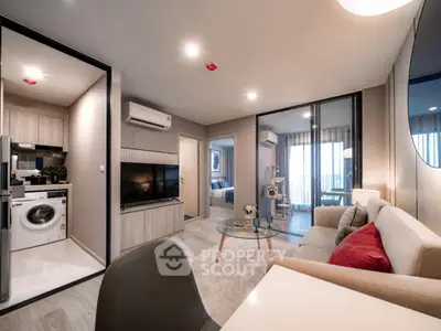 Modern living room with open layout and stylish decor