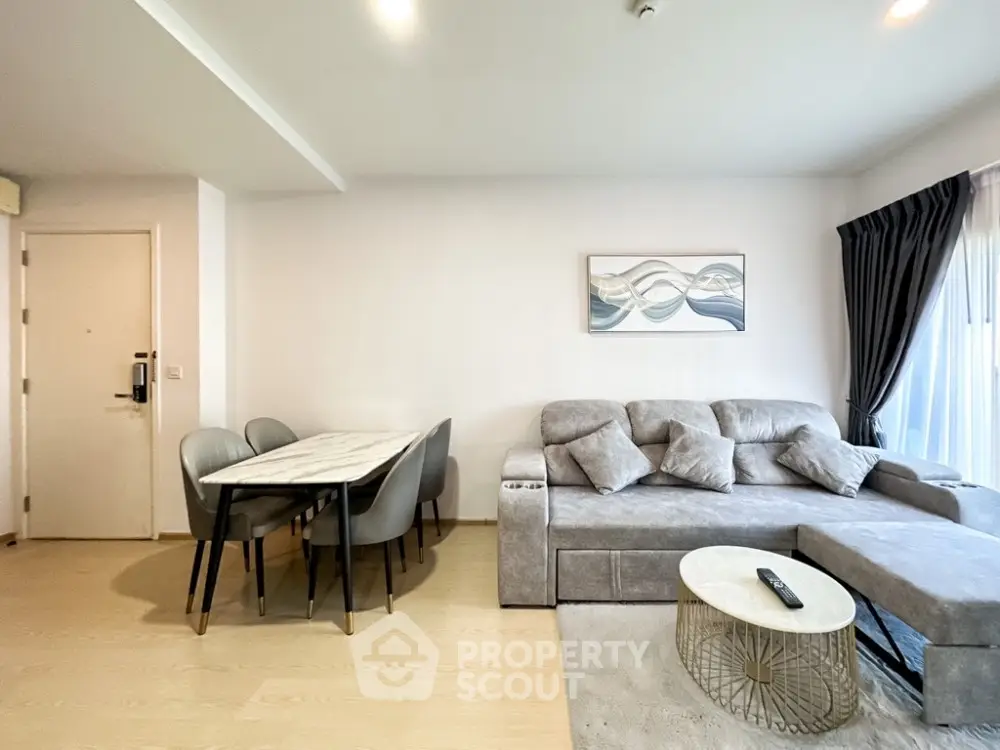 Modern living room with stylish furniture and elegant decor