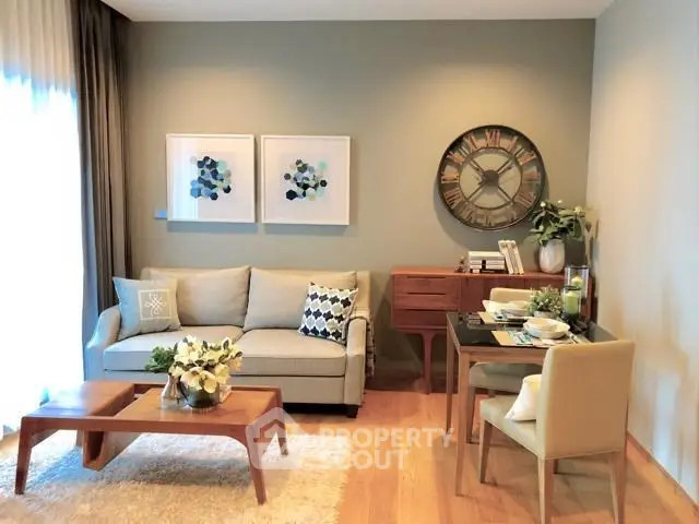 Stylish living room with modern decor and cozy seating area