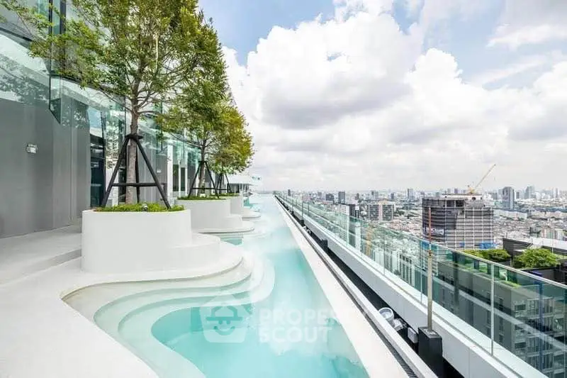 Stunning rooftop pool with panoramic city views and modern design.