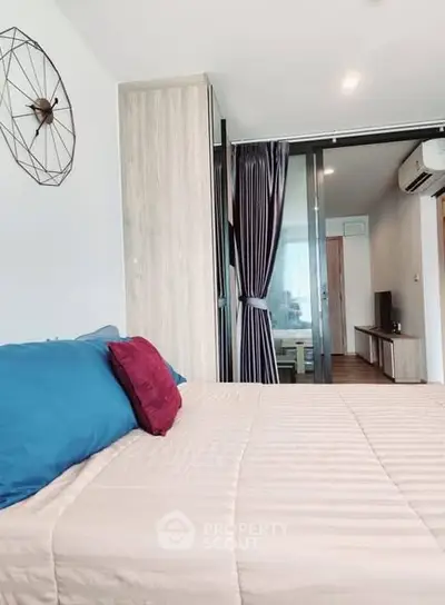 Modern bedroom with stylish decor and cozy ambiance