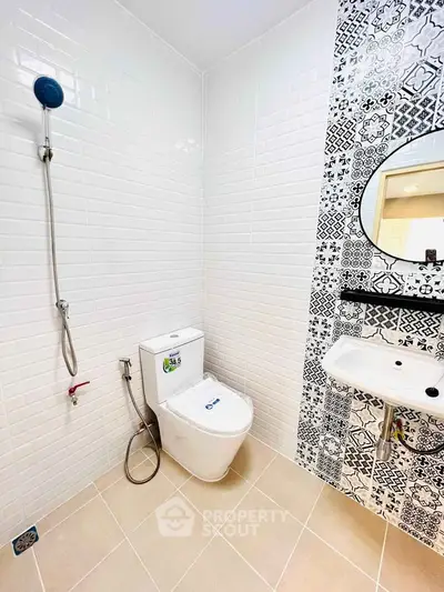 Modern bathroom with stylish tiles and sleek fixtures