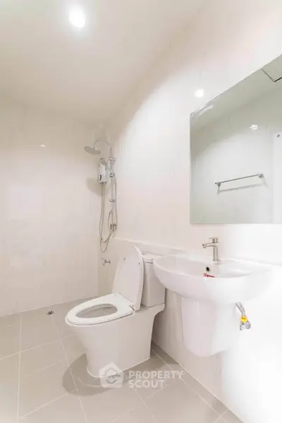 Modern bathroom with sleek fixtures and minimalist design