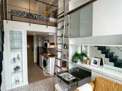 Modern loft apartment with stylish mezzanine and compact kitchen