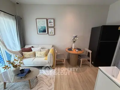 Chic modern living room with cozy seating and stylish decor, perfect for urban living.