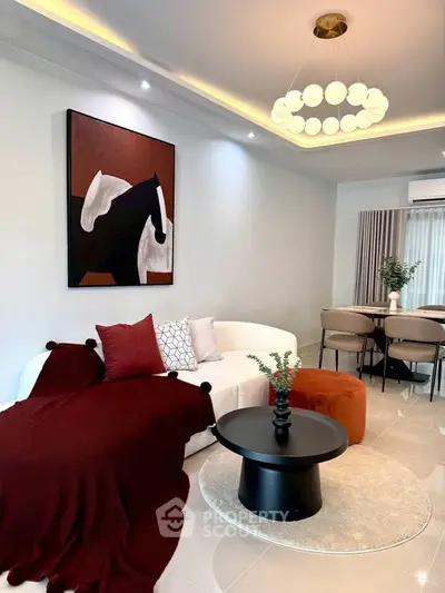Stylish modern living room with elegant decor and cozy seating area