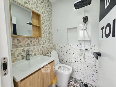 Modern bathroom with stylish tiles and sleek fixtures