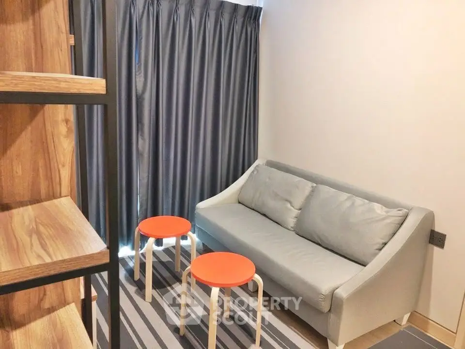 Cozy living room with modern sofa and stylish decor