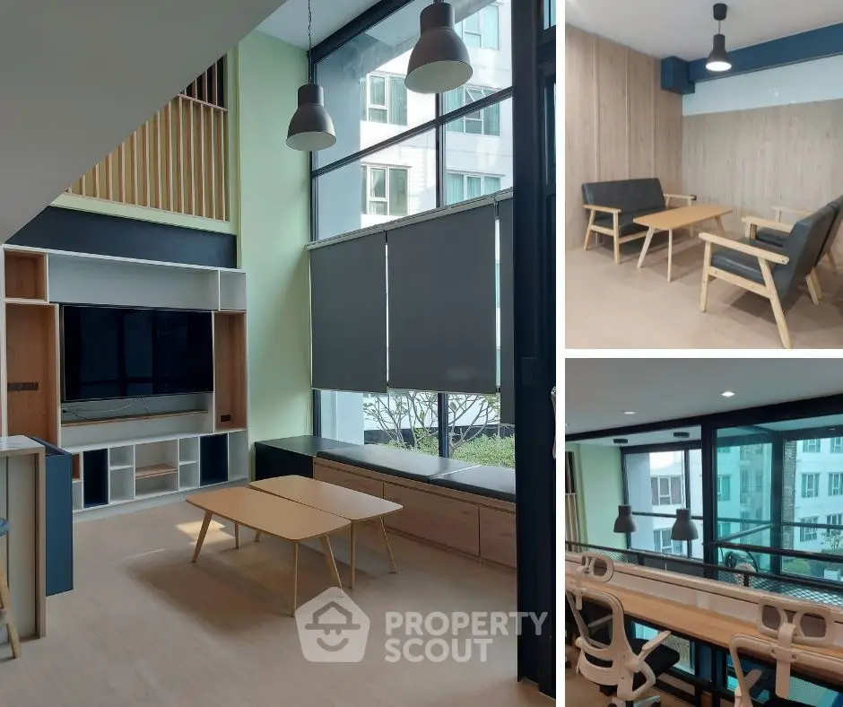 Modern duplex apartment with high ceilings and stylish furnishings