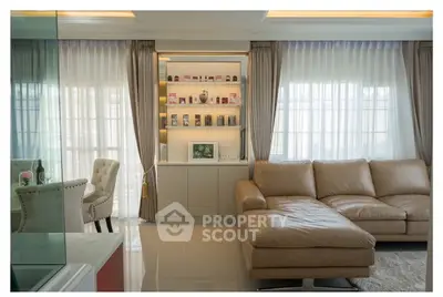 Luxurious living room with elegant leather sofa and stylish decor
