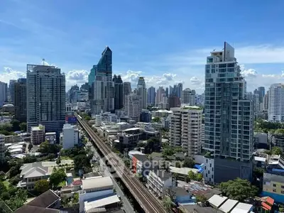 Stunning cityscape view showcasing modern skyscrapers and urban skyline under a clear blue sky.