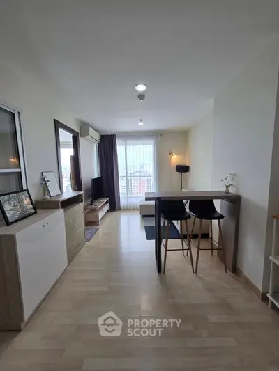 Modern living room with stylish decor and natural light