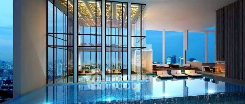 Luxurious rooftop pool with stunning city view and modern architecture