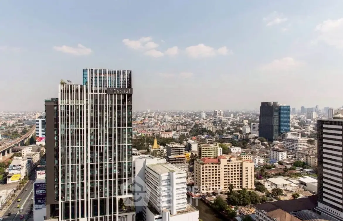 Stunning cityscape view from high-rise building in urban area