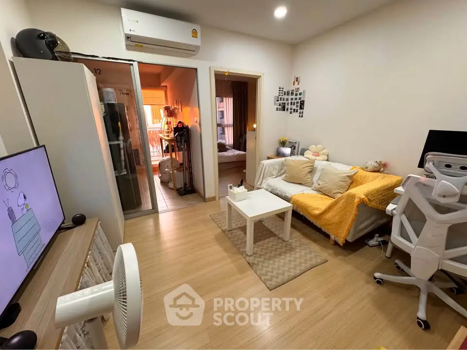 Cozy living room with modern decor and natural light