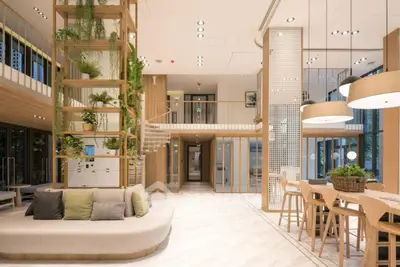 Luxurious modern living room with open layout and stylish decor