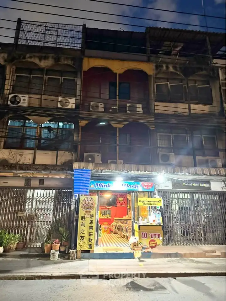 Charming street-level shopfront with vibrant signage in a bustling urban setting, perfect for small business ventures.