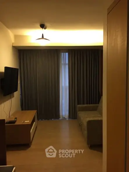 Cozy living room with modern furniture and soft lighting