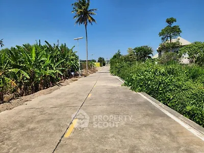 Scenic rural road with lush greenery and clear blue sky, perfect for serene living.