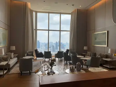 Luxurious living room with panoramic city view and elegant decor