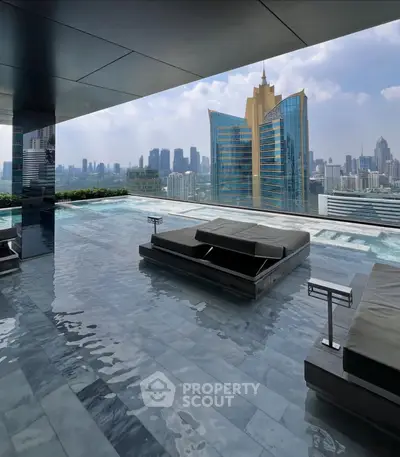 Luxurious rooftop pool with stunning city skyline view