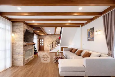 Spacious living room with modern decor and cozy ambiance