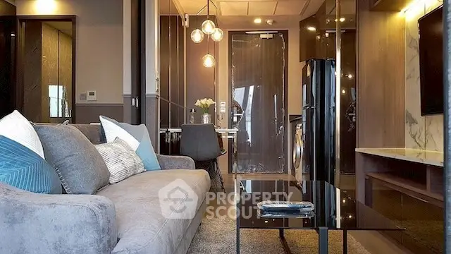 Luxurious modern living room with stylish decor and open layout