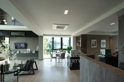 Spacious modern living room with open layout and elegant decor
