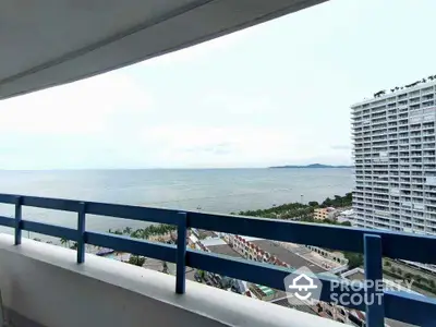 Stunning ocean view from high-rise balcony in modern condominium