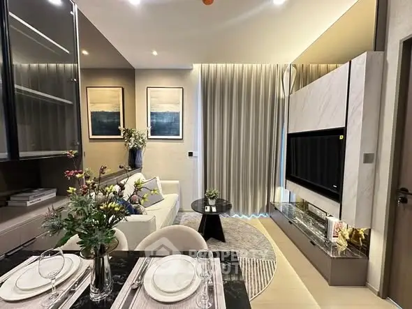 Luxurious modern living room with elegant decor and open layout, perfect for stylish urban living.