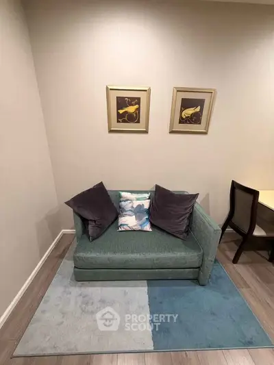 Cozy living room corner with stylish sofa and modern decor