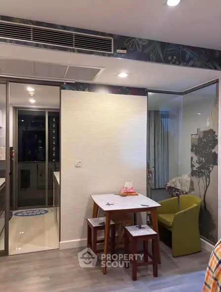 Modern apartment interior with dining area and stylish decor