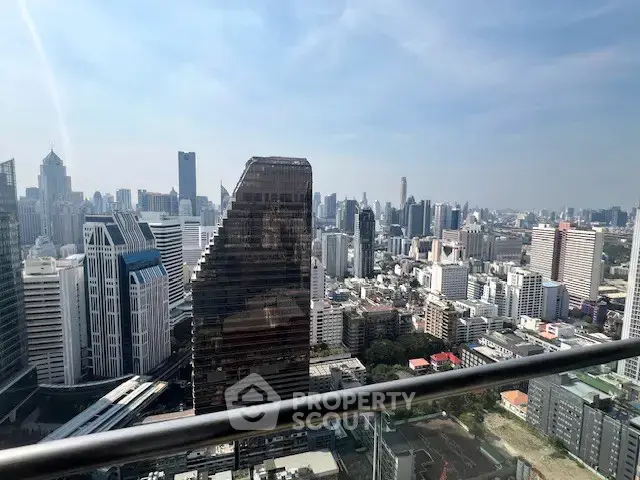 Stunning cityscape view from high-rise balcony in urban skyline