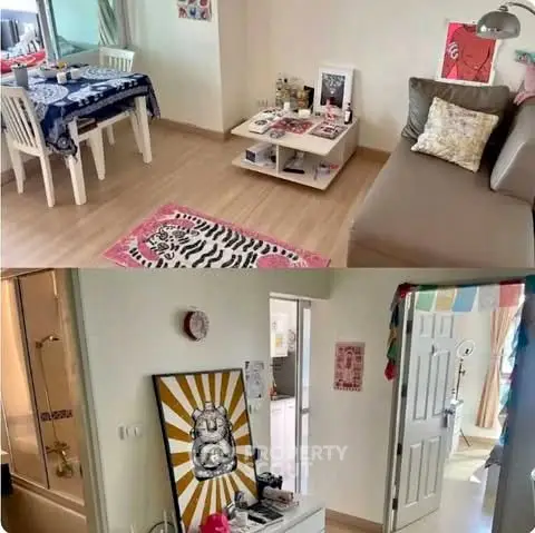 Charming apartment interior with cozy living area and dining space, featuring stylish decor and natural light.