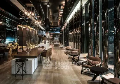 Luxurious modern living room with elegant decor and ambient lighting