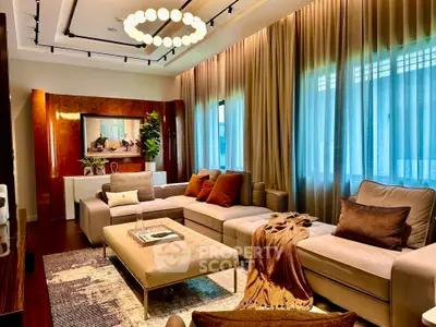 Luxurious modern living room with elegant decor and plush seating