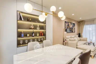Luxurious modern living room with elegant lighting and stylish decor