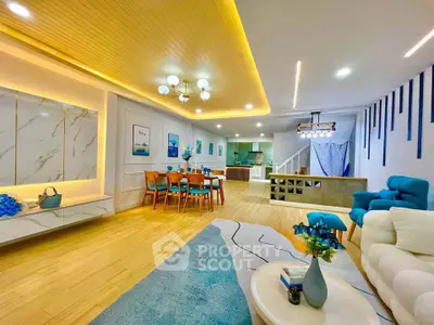 Spacious modern living room with stylish decor and open layout