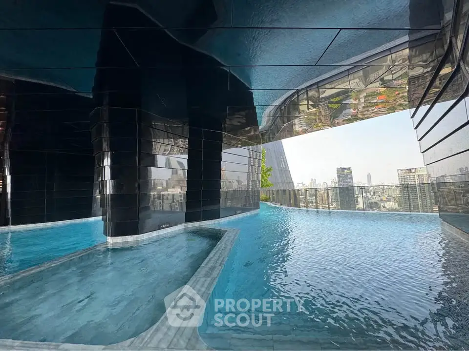 Luxurious rooftop infinity pool with stunning city skyline views