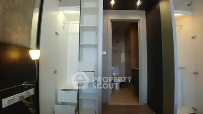 Modern bathroom with sleek design and ample storage space