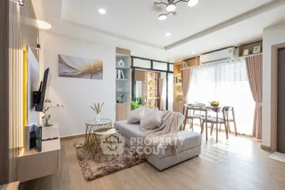 Modern living room with stylish decor and natural light